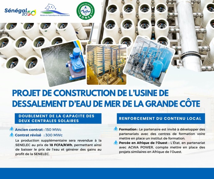 Signature de la version renégociée du contrat de construction et d’exploitation de l’Usine de Dessalement d’eau de mer de la Grande Côte