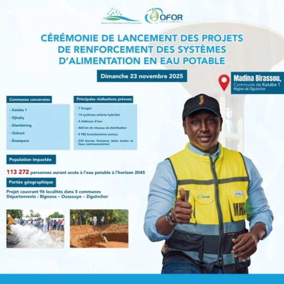 Communiqué : Projet de renforcement des systèmes d’alimentation en eau potable Ziguinchor