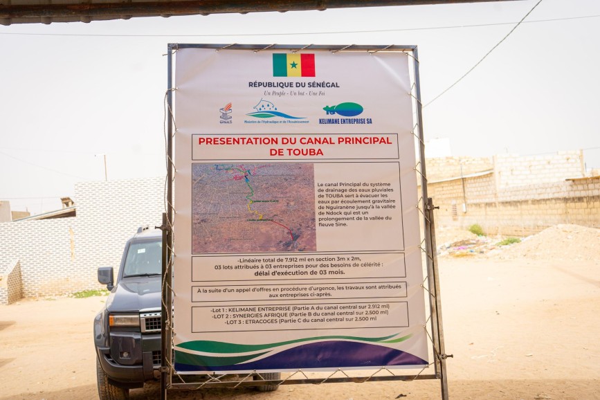 Visites de sites, étape de Touba : suivi des travaux structurants de drainage et de prévention des inondations